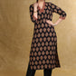 Black Floral Ajrakh V-Neck Kurta