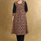 Classy Black Cotton Ajrakh Box Pleated Kurta