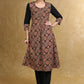 Classy Black Cotton Ajrakh Box Pleated Kurta