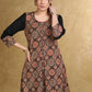 Classy Black Cotton Ajrakh Box Pleated Kurta