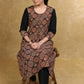 Classy Black Cotton Ajrakh Box Pleated Kurta