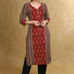 Smart Marron Black Cotton Ajrakh Combination Kurta