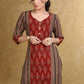 Smart Marron Black Cotton Ajrakh Combination Kurta