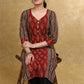 Smart Marron Black Cotton Ajrakh Combination Kurta