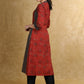A-Line Maroon Black Ajrakh Combination Kurta