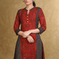A-Line Maroon Black Ajrakh Combination Kurta