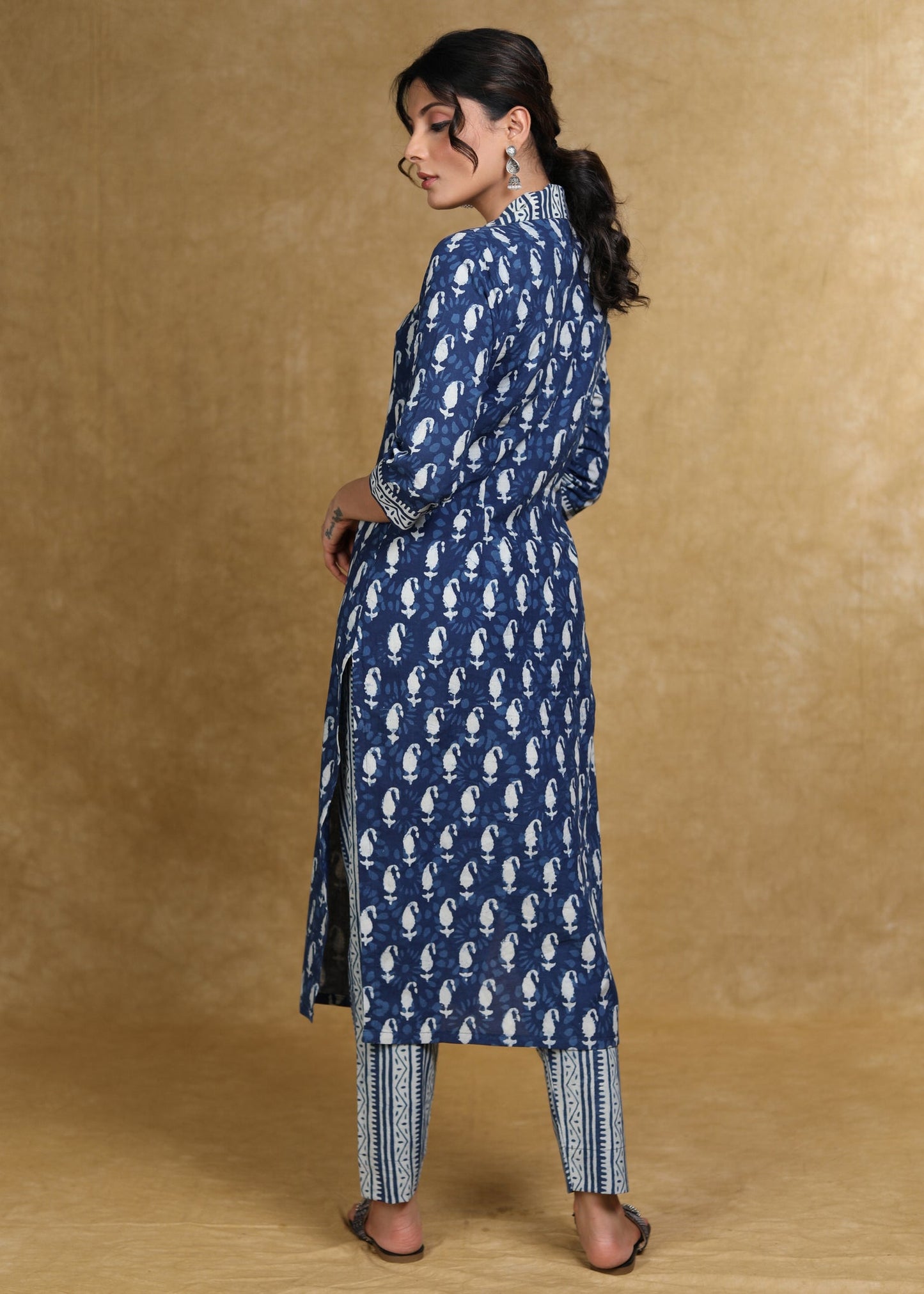 Smart Casual Collared Indigo Kurti