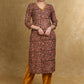 Pure Kalamkari Straight Cut Kurti with Pearls on the Neck