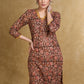 Pure Kalamkari Straight Cut Kurti with Pearls on the Neck