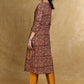 Pure Kalamkari Straight Cut Kurti with Pearls on the Neck