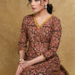 Pure Kalamkari Straight Cut Kurti with Pearls on the Neck
