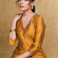 Ethnic Mustard Cotton Silk A-Line Kurti Highlighted with Gotta Patti - Coord Pant Optional