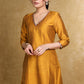 Ethnic Mustard Cotton Silk A-Line Kurti Highlighted with Gotta Patti - Coord Pant Optional
