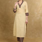 Classy Light Caramel Cotton Kurta with Ajrakh Combination