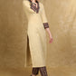 Classy Light Caramel Cotton Kurta with Ajrakh Combination