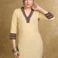 Classy Light Caramel Cotton Kurta with Ajrakh Combination
