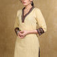 Classy Light Caramel Cotton Kurta with Ajrakh Combination