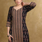 Black Cotton Ajrakh Combination Kurta