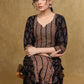 Black Cotton Ajrakh Combination Kurta