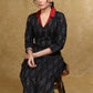 Trendy Black Ikat Kurta with Contrast Collar - Coord Pant Optional