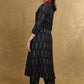 Trendy Black Ikat Kurta with Contrast Collar - Coord Pant Optional