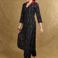 Trendy Black Ikat Kurta with Contrast Collar - Coord Pant Optional