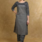 Smart Gray Cotton Kurta with Black Ikat Combination