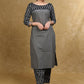 Smart Gray Cotton Kurta with Black Ikat Combination