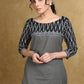 Smart Gray Cotton Kurta with Black Ikat Combination
