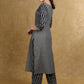 Smart Gray Cotton Kurta with Black Ikat Combination