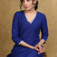 Ethnic Royal Blue Cotton Silk A-Line Kurti Highlighted with Gotta Patti - Coord Pant Optional