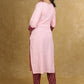 Elegant Baby Pink Cotton Kurta with Contrast Ikat Detailing