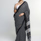 Smart Woven Black Cotton Checks Saree with Colorful Embroidery on the border