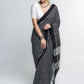 Smart Woven Black Cotton Checks Saree with Colorful Embroidery on the border
