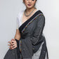 Smart Woven Black Cotton Checks Saree with Colorful Embroidery on the border