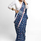 Lightweight Indigo Cotton Saree with Mirror work Detailing and White Border