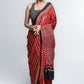 Exclusive Red Modal Silk Saree with Striped Pattern