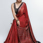 Exclusive Red Modal Silk Saree with Striped Pattern