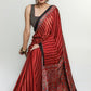 Exclusive Red Modal Silk Saree with Striped Pattern