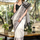 Stylish Off-white Chanderi Block Print Saree with Copper Hand work