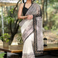 Stylish Off-white Chanderi Block Print Saree with Copper Hand work