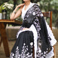 Mesmerising Black Chanderi Saree with Beautiful White Embroidery & Delicate Border