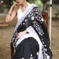 Mesmerising Black Chanderi Saree with Beautiful White Embroidery & Delicate Border