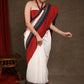 Designer White,Blue Chanderi & Cotton Silk Combination Saree Highlighted with Handpainted Temple Motif