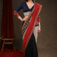 Designer Red & Black Cotton Silk Saree with Ajrakh Combination