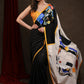 Stylish Black Cotton Silk Saree with Abstract Handpainting