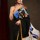 Stylish Black Cotton Silk Saree with Abstract Handpainting
