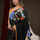 Stylish Black Cotton Silk Saree with Abstract Handpainting