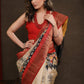 Stunning Pure Tussar Silk Pochampalli Design Printed Saree with Zari Border