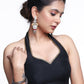 Black Halter Neck Cotton Silk Blouse